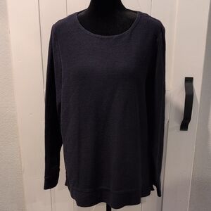 Croft & Barrow XXL Extra Soft Cozy Long Sleeve Knit Top, Navy-Blue Relaxed Fit